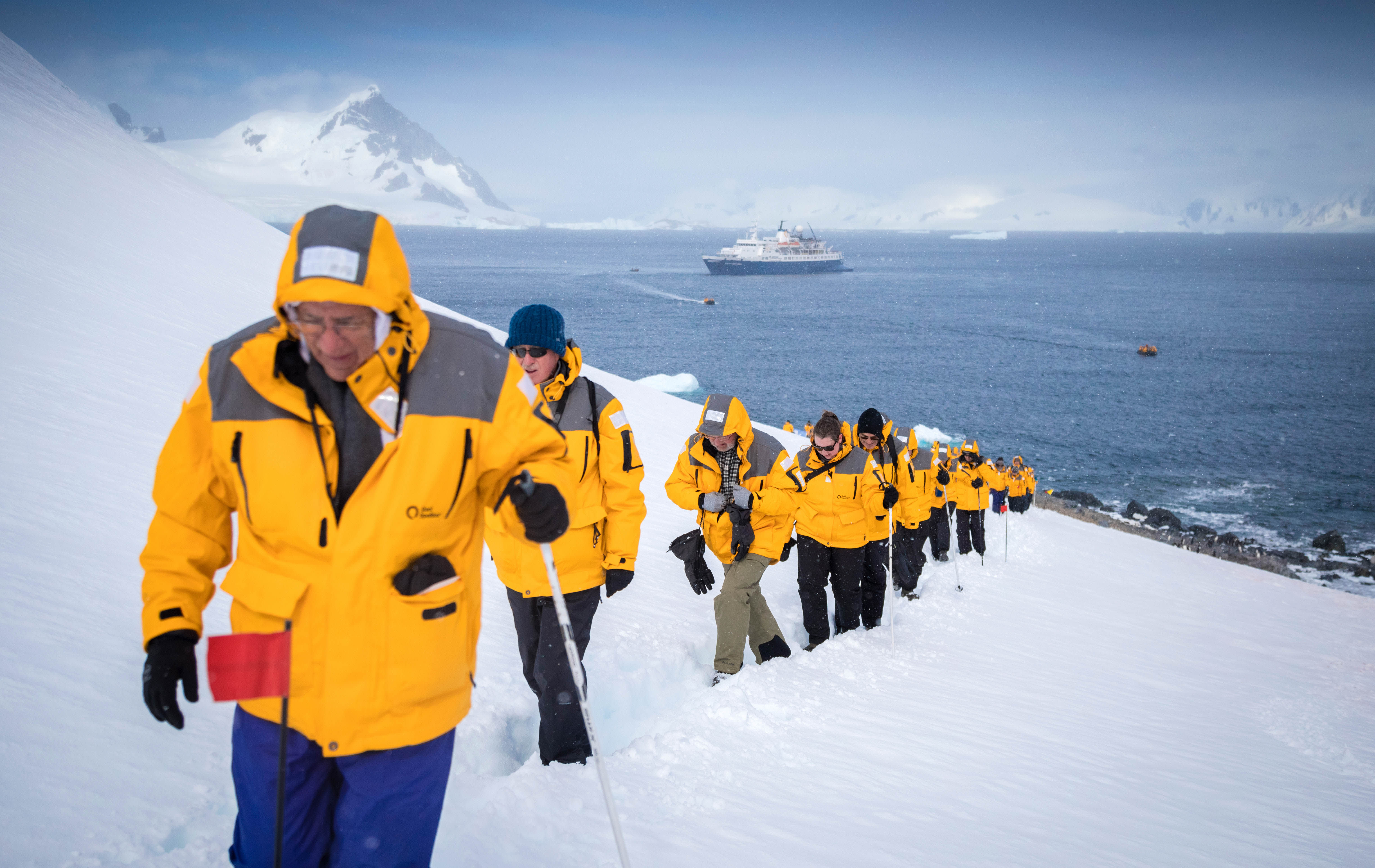 Passengers Hiking at Orne Harbour. Photo: Acacia Johnson