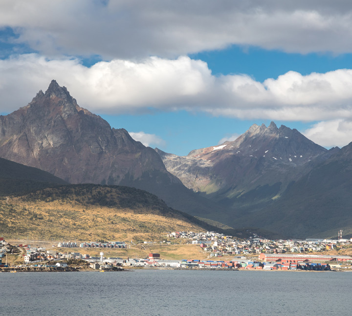 Views of the center of Ushuaia from one of our expedition ships.