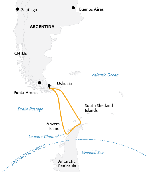 Antarctic Explorer: Discovering 7th Continent (Itinerary Map)